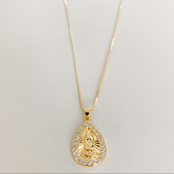 Tear Drop Lady Guadalupe Necklace |14k Gold Filled - Picture 4 of 8